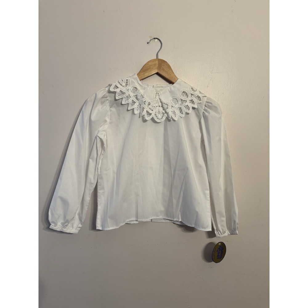 Chabre Girls White Long Sleeved Lace Collar Blouse Cotton Size 8 New‎ $39.50